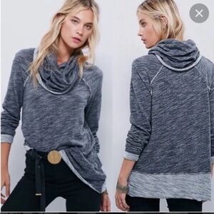 Free People Beach Two Body Corps Deux Gray Cowl Neck Sweater